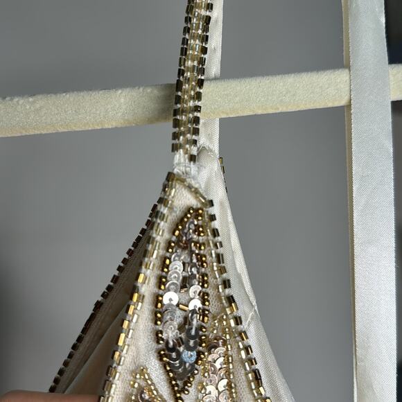 NWT MAC DUGGAL Nude Gold Beaded Embellished Leaf Evening Gown Women’s - Picture 11 of 16